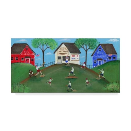 Cheryl Bartley 'Red Blue Baseball Game' Canvas Art,10x19